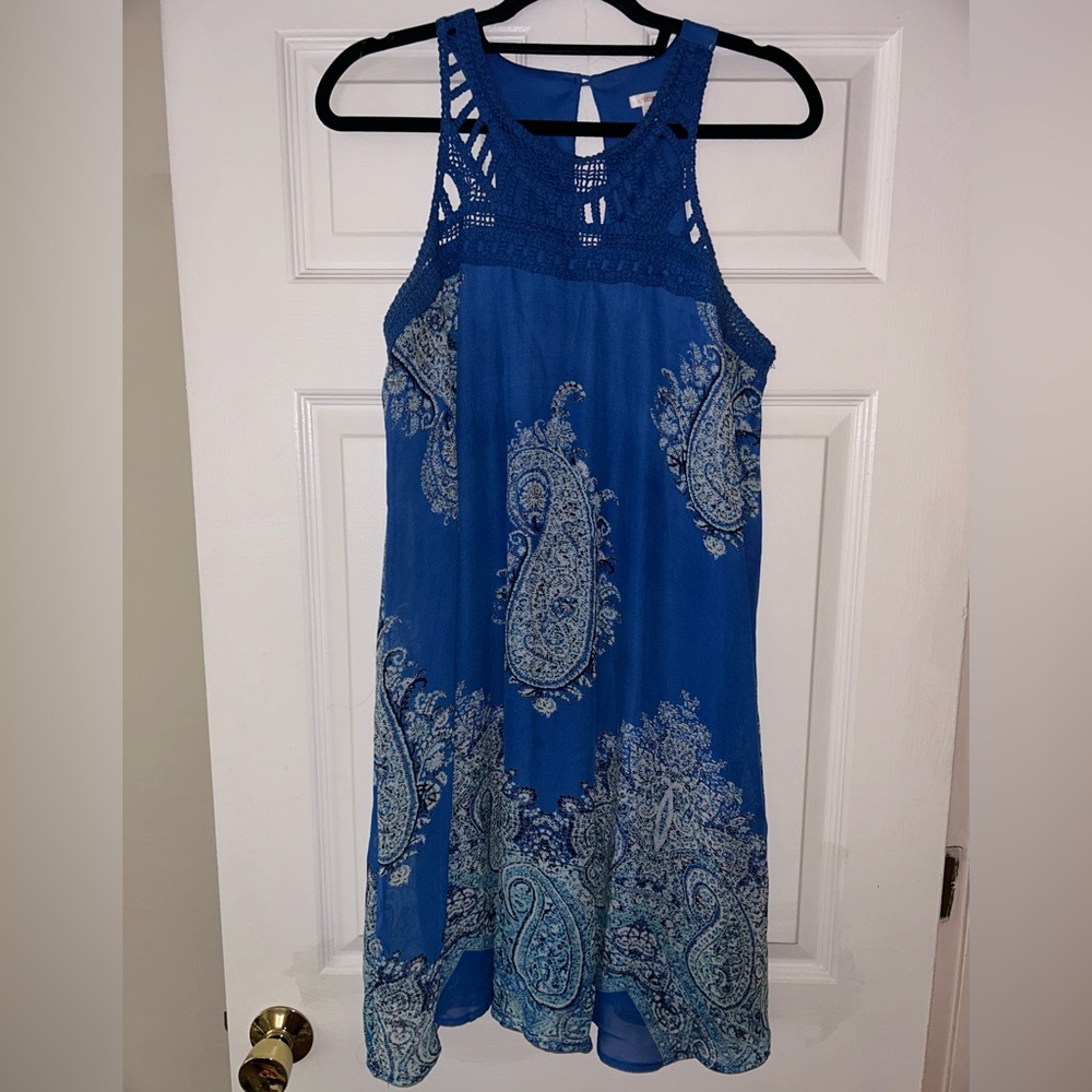 Blue Paisley Sleeveless Dress